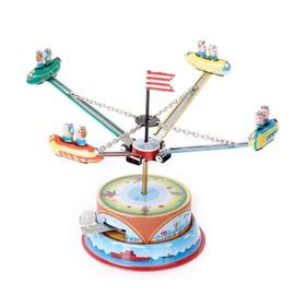 BVNGFN Tin Amusement Park Tin Rotating Spaceship Photography Props Creative Gift Tin Toys Carousel Clockwork Tin Toys