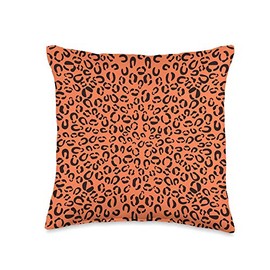 Coral-Orange Leopard Prints Cheetah Pattern Women Girls Cute Throw Pillow