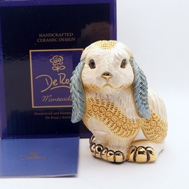 New De Rosa Rinconada Figurine Cute Lop Bunny Rabbit Gold Enamel Derosa