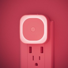 YUNLEX 2 Pack Plug in Night Light with Motion Sensor & Dusk to Dawn Sensor, 3 Sensor Modes, Red Night Lights Plug into Wall, Dimmable Nightlight for Bedroom, Bathroom, Indoor, for Adults, Kids