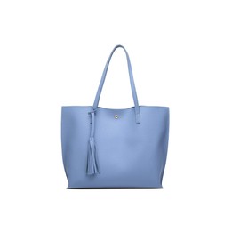 Dreubea Women's Soft Faux Leather Tote Shoulder Bag from, Big Capacity Tassel Handbag Blue