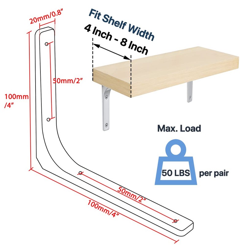 SAYAYO Heavy Duty Floating Shelf Bracket 4 Inch x 4