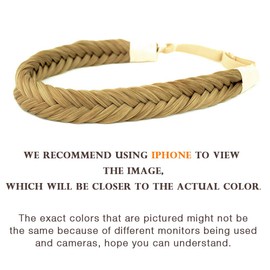 DIGUAN 4 strands Fishtail Synthetic Hair Braided Headband Classic Chunky Wide Plaited Braids Elastic Stretch Hairpiece Women Girl Beauty accessory, 61g/2.2oz (4-Golden Brown)