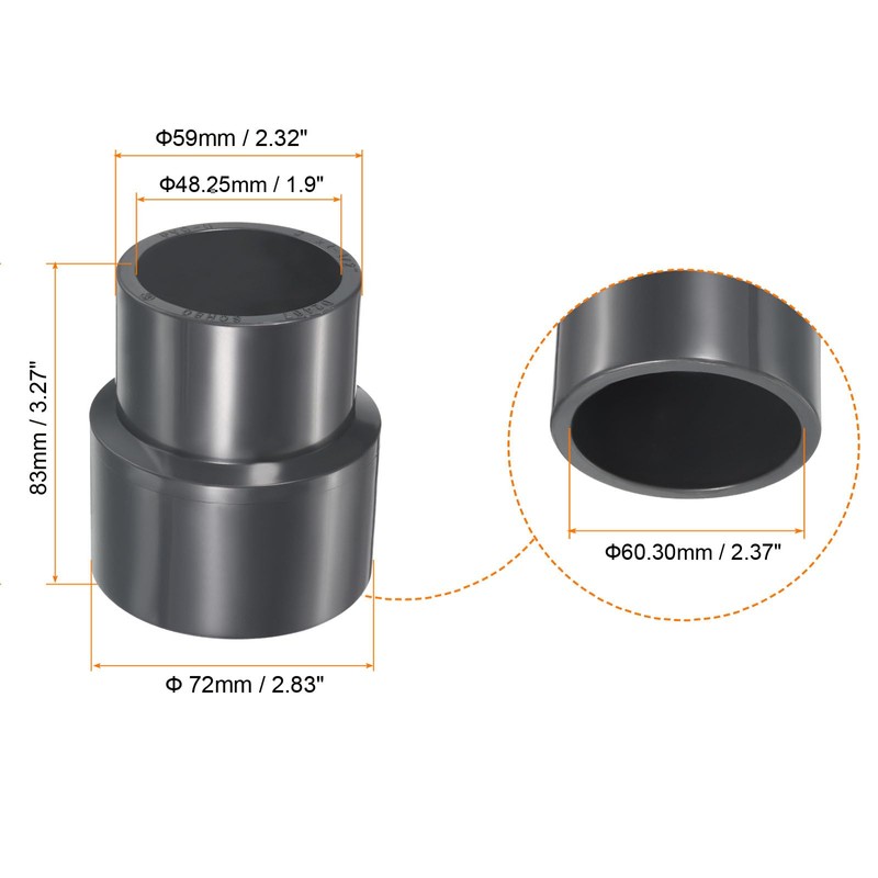 PATIKIL UPVC Reducer Pipe Fitting 2" x 1-1/2" Socket Schedule