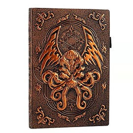 DND Campaign Journal with 3D Cthulhu Embossed Leather Cover - 192 Blank Pages A5 Vintage Notebook Great RPG Notepad for GM & Player