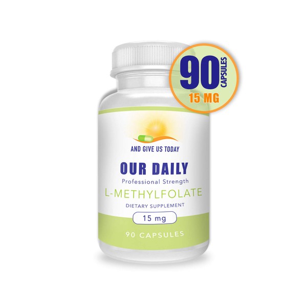 Our Daily Vites L-Methylfolate 15 mg / 15000 mcg Maximum Strength Active Folate, 5-MTHF, Vegetarian Capsules 90 Count (3 Month Supply)