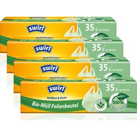Swirl 35 L Biodegradable Waste Bags with Handle – 4 Pack (4 x Pack of 6)