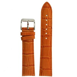 Watch Band Orange Genuine Leather Crocodile Grain 14 millimeter Tech Swiss