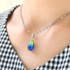 Gold Stone Sparkling Firefly Glass Necklace, Keramarin, Blue, Drop, Pendant,