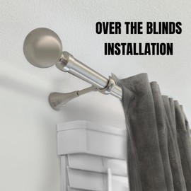 Heavy Duty Curtain Rod Brackets for Wall, 6 inch Curtain Rod Brackets, Extra Long Holder for Heavy Curtains, for 3/4 to 1 inch Rods, 2 pcs Extended Wall Mount Holders, Set of Two, Brushed Nickel