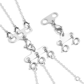 Pack of 2 Chains Layering Clasp - Silver 2/3 Strands Spring Clasp Separator, Layered Bracelets Necklace Connectors, DIY Multi-Strand Jewellery Chain Clasp Stackable
