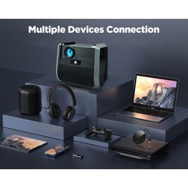 RCA 1080P, Streaming Ready, Bluetooth, 30"-150" Picture Size, Built In Battery 2.5 Hours Battery, HDMI, AV, USB, Remote, Perfect for Movies, Games, Outdoor, Indoor Home Theater Projector (Renewed)