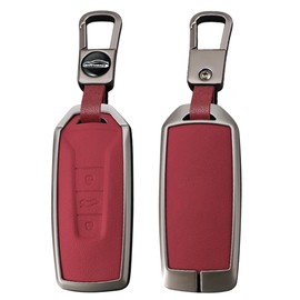 TECART Smart Key Case Key Protection Case Fits Volkswagen VW Touareg 2018 2019 2020 2021 2022 2023 Leather Key Fob Cover Key Protection Key Case 3 Buttons A Red