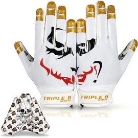 Youth Football Gloves for Boys Receiver Gloves Kids Football Gloves Football Gloves Youth Boys 8-12 Football Receiver Gloves Fit Football Gloves White & Gold - Color: White/Gold, Size: ADULT LARGE
