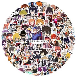 Bungo Stray Dogs Aufkleber für Laptop (100PCS),Geschenk für Kinder Jugendliche Erwachsene Jungen,Anime Stickers Wasserdicht Vinyl Aufkleber für Scrapbook,Skateboard,Auto,Gepäck