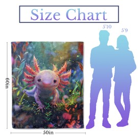 CUEBOS Cute Axolotl Flannel Throw Blanket 50x60 Inch, Whimsical Pink Animal in Magical Forest Blankets Soft Cozy Fleece Throws for Nature Lover Bed Sofa Dorm Living Room Home Decor Gifts