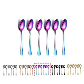 Rainbow Coffee Spoons, Kyraton 5.5" Espresso Spoons Titanium Plating Copper Tea Spoons, Stainless Steel Small Mini Spoons, Tiny Spoon Set For Parties, Wedding Pack of 6
