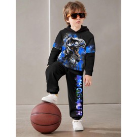 TyeSmo Toddler Boy Clothes 3t 4t Boys Clothes Dinosaur Print Hoodies Boys 4t Clothes Long Sleeve Tie-Dye T-Rex Sweatpants Toddler Boy Outfits Fall Winter Spring