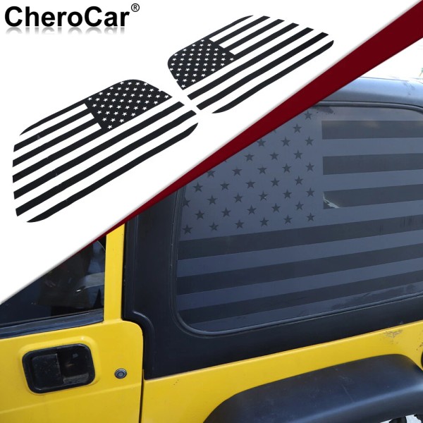 Aftermarket Branded 2x American Flag Rear Window Stickers Window Decals