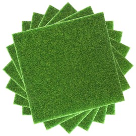 Nogeqi Pack of 6 Artificial Grass Decorative Miniature Lawn 15 x 15 cm Artificial Grass for Crafts, Garden Artificial Grass Miniature Garden Decoration, Model Making Lawn Fake Grass Decor for Crafts