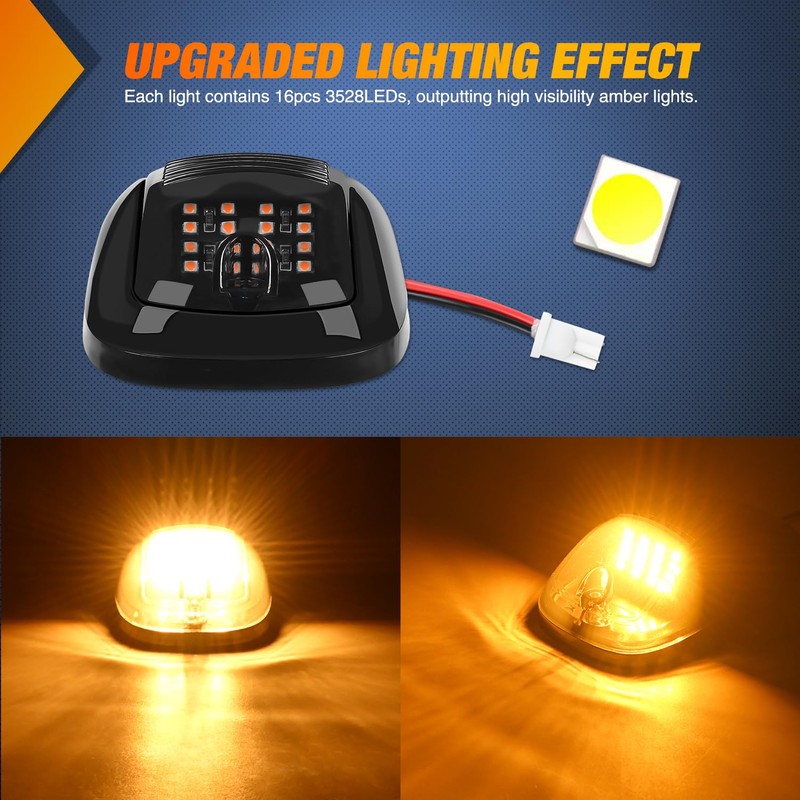 Nilight Cab Roof Marker Light 5 PCS 16 LED Smoked