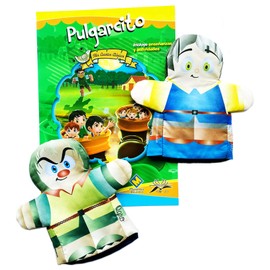 PULGARCITO cuento ilustrado con dos títeres y un pinta-cuentos. Títeres cuenta-cuentos que al leer el código QR te cuentan su historia y cuento infantil con audiolibro. Regalo niños y niñas