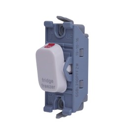 Schneider Electric Lisse White Moulded - Rocker Switch Module, for Fridge & Freezer, 2 Pole, 20AX, GGBL20DPFFZW, White, Pack of 6