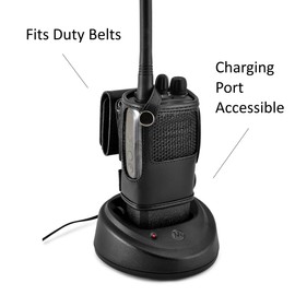 Turtleback Carry Holder for CP200d Fire and Police Security Two Way Radio Belt Clip Holster Case, Black Leather Pouch with Heavy Duty Rotating Ratcheting 2.25" Belt Loop Made in USA