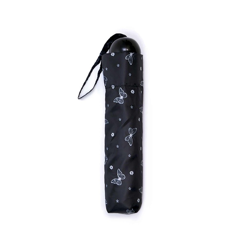 Thingimijigs Ladies Compact Mini Umbrella - Black/White Butterfly Design