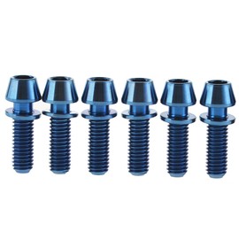 Titanium Gr5 M5x16mm Allen Tapered Head Bolts Screw with Washer for Bicycle Stem Pack of 6 (Blue)