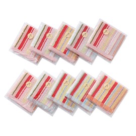 Alutaio Small Gift Towel Handkerchief, Pack of 10, 9.8 x 9.8 inches (25 x 25 cm), 100% Cotton, Hand Towel, Individual Packaging, Wrapping, Cotton, Mini Towel, Assorted Colors, Patterns, Fluffy,