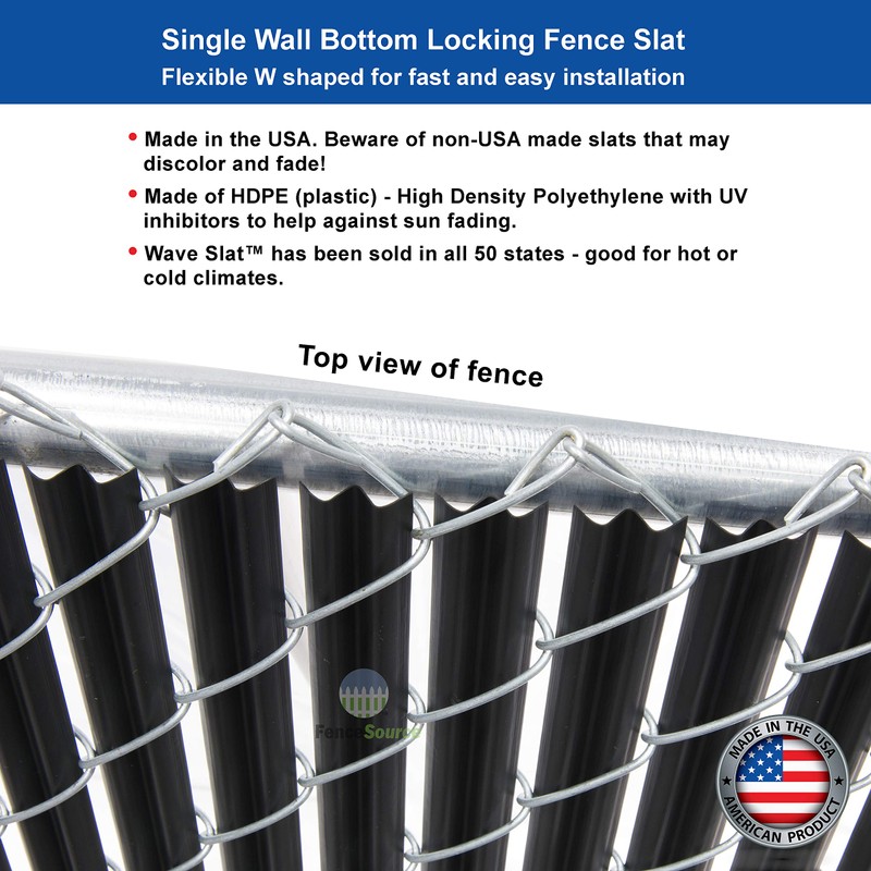 FenceSource Wave Slat (9 Colors) Single Wall Bottom Locking Privacy