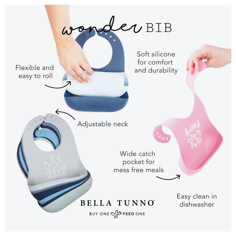 Bella Tunno Wonder Babero de silicona ajustable para niños, duradero