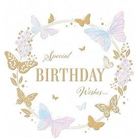 Piccadilly Greetings Modern Luxury Birthday Card, Butterfly Circle - 160 mm sq