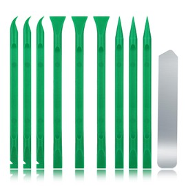 Pack of 10 Plastic Scrapers, Carbon Fibre Plastic Cleaning Scraper for Tight Spaces, Crevices, Most Surfaces, Perfect for Removing Stickers, Dirt, Labels, Oil Stains (Green)