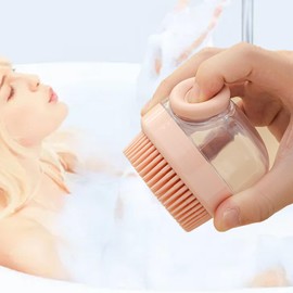 Exfoliating Shower Scrubber, Lathers Well Silicone Body Scrubber Shampoo Dispenser for Bath for Women Men