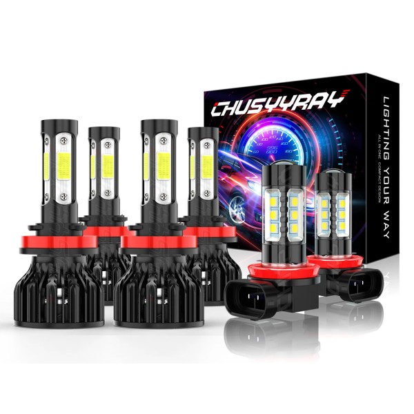 CHUSYYRAY H9+H11+H11 LED headlight conversion Bulbs High-Low Beam Fog Light
