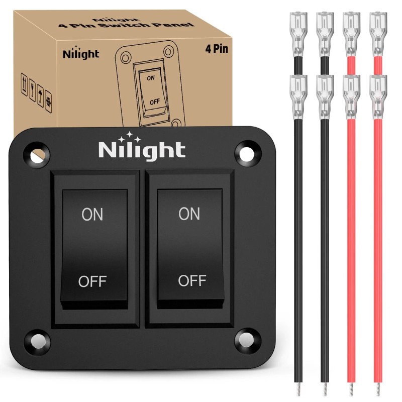 Nilight ON-Off Switch Panel 4 PIN DPST Toggle Switch Panel