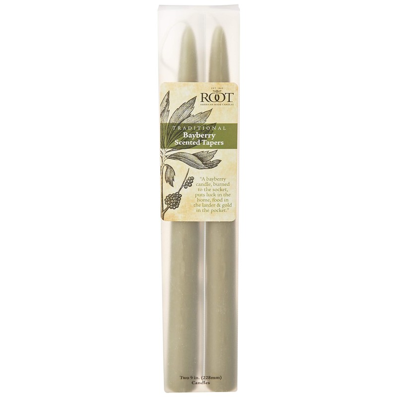 Root Candles Scented Hand-Dipped Taper 9-Inch Dinner Candles, 2-Count, Bayberry