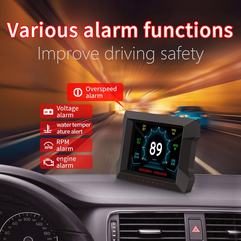 Universal Car HUD OBD2 GPS Gauge Display with Slope Meter