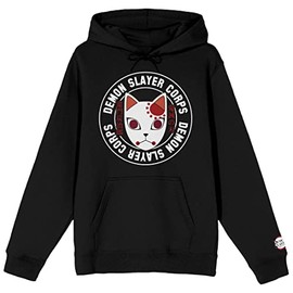 Bioworld Demon Slayer Corps Tanjiro Mask Icon Long Sleeve Black Adult Hooded Sweatshirt-4XL