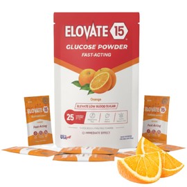 Fast Acting Glucose Powder Packets, Orange - Quick Dissolving, 15g Pure, Gluten-Free Glucose Packets | Oral Dextrose Powder for Kids & Adults | Easy-to-Carry Pocket Sized Slimpaks (Pack of 25)