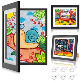 Marco de Fotos ArtíStico, Marco de Fotos 4A,Marco para Dibujos Niños, Se Puede Colgar o Colocar Horizontalmente, Usarse para ExhibicióN o Almacenamiento, Adecuado para el Hogar y Oficina (Negro)