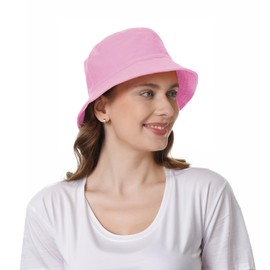 TOPTIE Bucket Hat Cotton Twill UV Sun Hat Unisex Adult-Pink