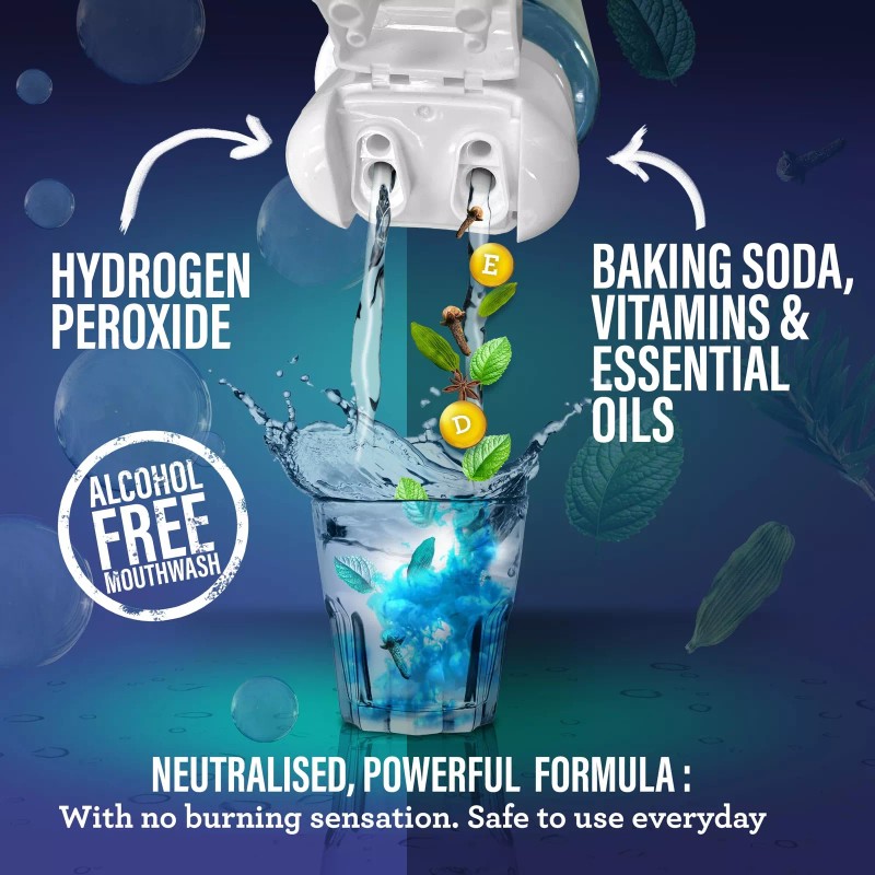 Gurunanda Whitening Mouthwash 20 Fl Oz Fluoride Free Dual Chamber
