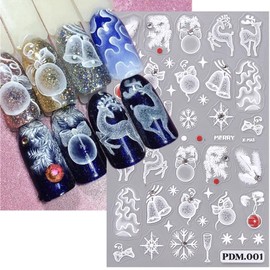 Christmas Nail Art Stickers 5D Snowflake Santa Claus Nail Sticker Decal Embossed Self-Adhesive Nail Art Design Luxury Christmas Nail Decoration Supplies