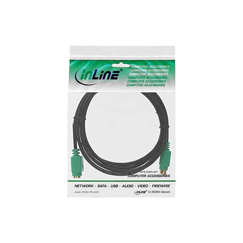 InLine 13343H PS/2 Extension Male/Female 3 m PC99 Green Plug
