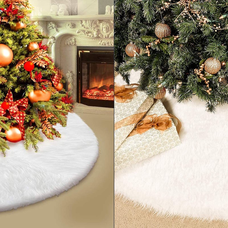 90 cm Snowy White Christmas Tree Blanket Plush Faux Fur