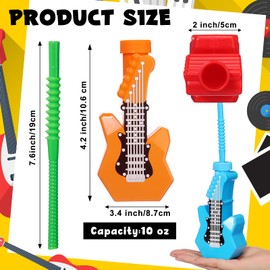 Tanlade 24 Pcs Electric Guitar Cups with Straws 10 oz Plastic Music Theme Cups Rock and Roll Party Favors Retro 80s 90s Birthday Party Supplies for Musical Birthday Baby Shower Guitar Lovers Gifts