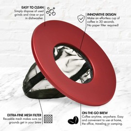 Primula Brew Buddy - Filtro de malla fina reutilizable, apto para lavaplatos, café o té de una sola porción a cualquier fuerza, ideal para viajes o camping, rojo, paquete de 2 unidades